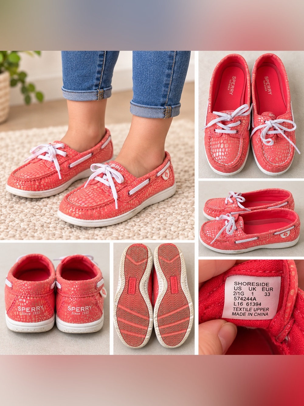 Sperry Top-Sider Kids Coral Print Boat Shoes Size 1